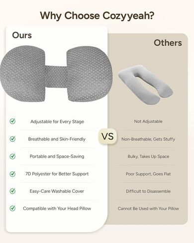 Pregnancy Wedge Pillow for Sleeping, Adjustable Maternity Pillow for Side Sleepers, Supports Back, Belly & Hip, Ideal for Pregnant Women, Bamboo Rayon Removable Cover, Grey in Saudi Arabia