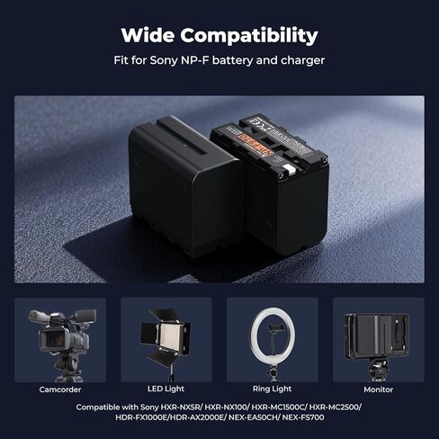 K&F CONCEPT 2 حزمة بطارية NP-F970 وشاحن بطارية مزدوج متوافق مع بطارية كاميرا الفيديو Sony NP-F970 NP-F960، NP-F950، NP-F750، NP-F570، NP-F550، مصابيح LED، شاشات ومزلقات الكاميرا in Kuwait