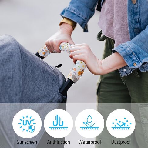 غطاء مقبض عربة الأطفال الأمامي والخلفي - مع أحزمة كتف، قفازات بمقبض مقاومة للغبار مقاس 24.4 * 5.9 بوصة، أغطية حافظة واقية عالمية قابلة للإزالة in Kuwait