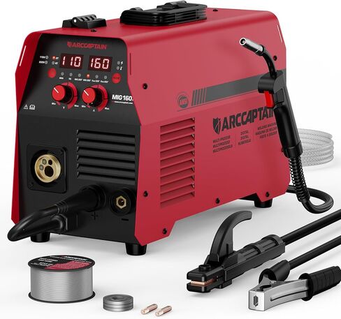 ARCCAPTAIN 6-in-1 Aluminum MIG Welder, 200A Welding Machine 110V/220V, Flux Core MIG/Gas MIG/Lift TIG/Stick Welding/Spool Gun MIG/Spot Multiprocess Welder with Synergy, Ideal for Beginner in Saudi Arabia