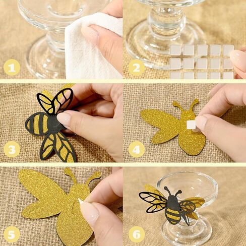 48PCS 3D Bumble Bee Decor, 2 Sizes Glitter Bee Decor for DIY Crafts Party Home Windows Balloons in Kuwait