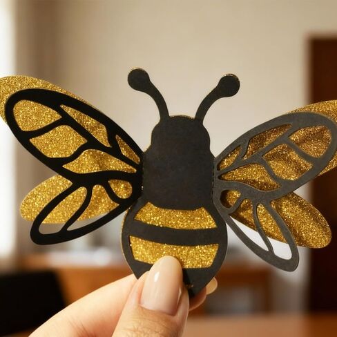 48PCS 3D Bumble Bee Decor, 2 Sizes Glitter Bee Decor for DIY Crafts Party Home Windows Balloons in Kuwait