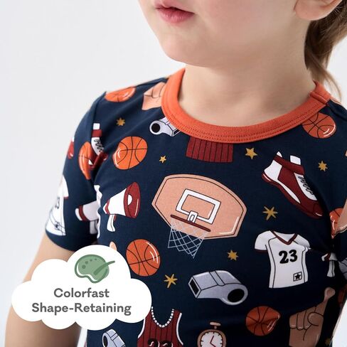 pureborn Baby Viscose from Bamboo Pajama Set Toddler Boys Sleepwear 12M-8Y | Short sleeve, cooling fabric, snug fit, buttery soft, gentle skin touch, stretch, breathable lightweight, silky smooth in Saudi Arabia