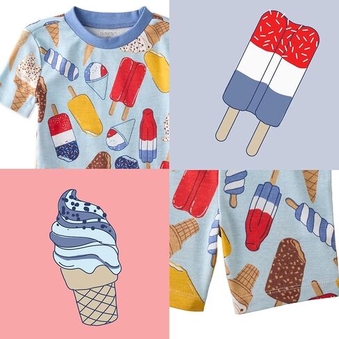 Butterblu Shade Snug-fit 2-Piece Toddler Pajamas 100% Organic Cotton Short Sleeve Top and Shorts for Boys & Girls​ in Kuwait