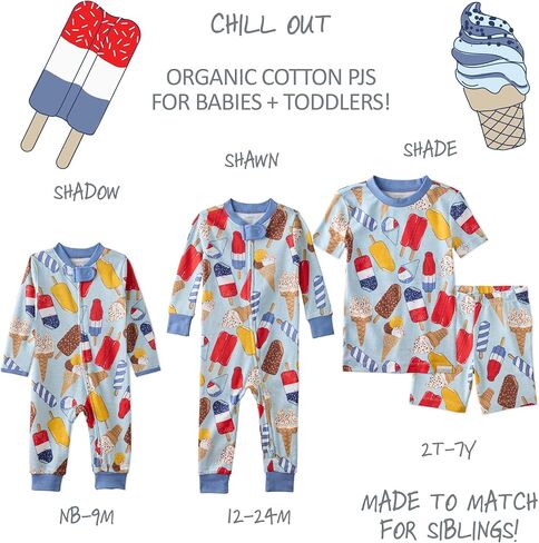Butterblu Shade Snug-fit 2-Piece Toddler Pajamas 100% Organic Cotton Short Sleeve Top and Shorts for Boys & Girls​ in Kuwait