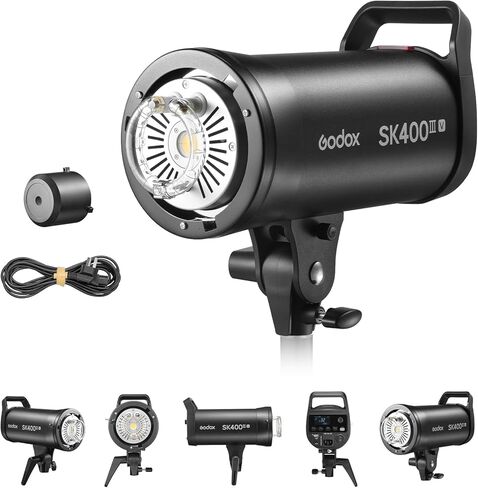 GODOX SK400IIIV (ترقية 2026) ضوء ستروب ستوديو 400 وات GN65، وقت إعادة التدوير 0.1-1.5 ثانية، حامل بوينز، مصباح تشكيل LED، فلاش لاسلكي 2.4 جيجا بايت لتصوير منتجات الاستوديو، الصور الشخصية، لقطات الزفاف in Kuwait