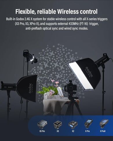 GODOX SK400IIIV (ترقية 2026) ضوء ستروب ستوديو 400 وات GN65، وقت إعادة التدوير 0.1-1.5 ثانية، حامل بوينز، مصباح تشكيل LED، فلاش لاسلكي 2.4 جيجا بايت لتصوير منتجات الاستوديو، الصور الشخصية، لقطات الزفاف in Kuwait