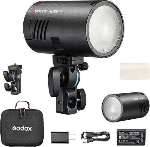 Godox AD100 Pro II AD100Pro II جيب فلاش ستروب خارجي، 100Ws 2.4G TTL 1/8000s HSS Monolight، إعادة تدوير 0.01-1.5s، 490 ومضة طاقة كاملة، مصباح تشكيل LED، GODOX AD 100 Pro II مع مؤشر اللون in Kuwait