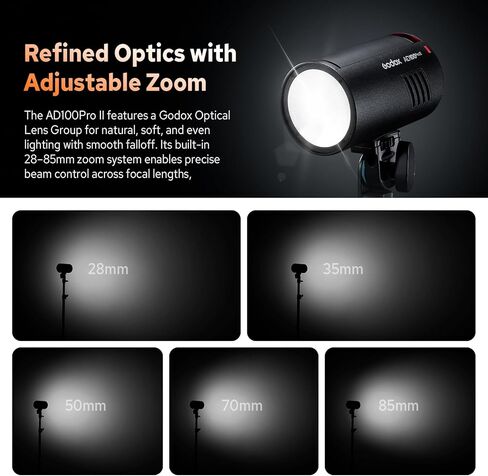 Godox AD100 Pro II AD100Pro II جيب فلاش ستروب خارجي، 100Ws 2.4G TTL 1/8000s HSS Monolight، إعادة تدوير 0.01-1.5s، 490 ومضة طاقة كاملة، مصباح تشكيل LED، GODOX AD 100 Pro II مع مؤشر اللون in Kuwait