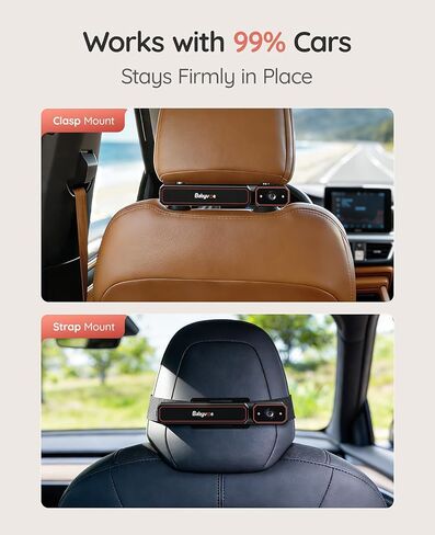 Babyvue BV6PRO Wireless Dual Car Camera Baby Monitor Fast Setup, HD1080P Spilt-Screen Baby Car Monitor for 2 Kids, Auto IR Night Vision Backseat Camera for Newborns Gift in Kuwait