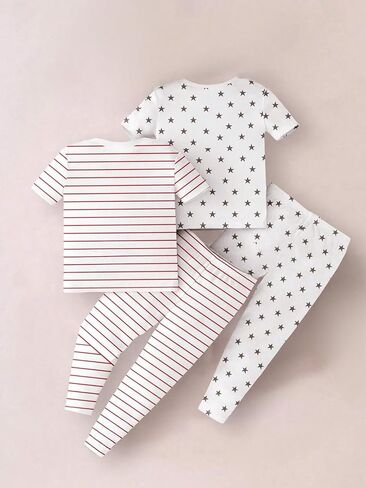 Girls' 2-Piece Outfit Sets, Stripe Dad & Star Mom Love Print, Matching Top and Pants Set in Saudi Arabia
