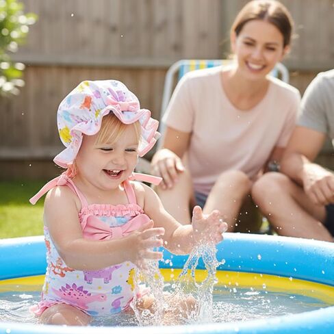 Baby Girl Strappy Swimsuit, Infant One-Piece Ruffle Bathing Suit with Sun Hat for Beach & Water Play 3M-4T in Kuwait