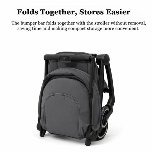 Foldable Bumper Bar Compatible with AER+ and AER Strollers, One-Hand Open Armrest, Easy Attach & Remove, Comfortable Grip Handle for Baby Toys(Charcoal Black) in Kuwait