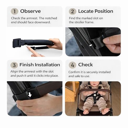 Foldable Bumper Bar Compatible with AER+ and AER Strollers, One-Hand Open Armrest, Easy Attach & Remove, Comfortable Grip Handle for Baby Toys(Charcoal Black) in Kuwait
