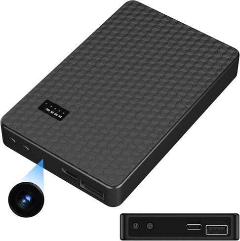 Hidden Camera Portable Charger 2K Full HD Cameras with WiFi and Night Vision 5000mAh Battery Wireless Mini Nanny Cam for Home Security Indoor Motion Detection in Kuwait