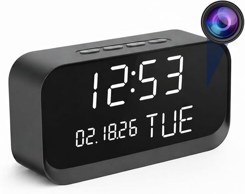 Clock Camera – Nanny Cam with 1080P HD Video, AI Motion Detection, Night Vision, Dual-Band 2.4/5GHz WiFi, Bluetooth Setup, Local & Cloud Storage, Indoor Security Camera for Home & Office in Kuwait