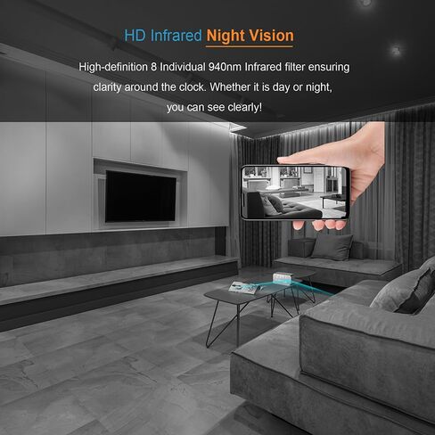 Clock Camera – Nanny Cam with 1080P HD Video, AI Motion Detection, Night Vision, Dual-Band 2.4/5GHz WiFi, Bluetooth Setup, Local & Cloud Storage, Indoor Security Camera for Home & Office in Kuwait