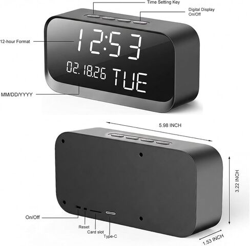 Clock Camera – Nanny Cam with 1080P HD Video, AI Motion Detection, Night Vision, Dual-Band 2.4/5GHz WiFi, Bluetooth Setup, Local & Cloud Storage, Indoor Security Camera for Home & Office in Kuwait