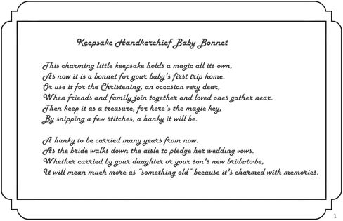 Garden Party Lace Keepsake Handkerchief Bonnet in Kuwait
