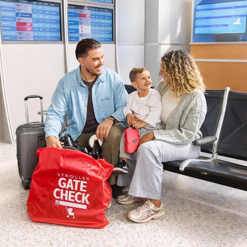 J.L. Childress Gate Check Travel Bag for Compact-Fold Strollers - For Airplane Gate Check, Fits Most Single, Compact Fold Travel Strollers, Airport Accessories, Flying Essentials - Red in Kuwait