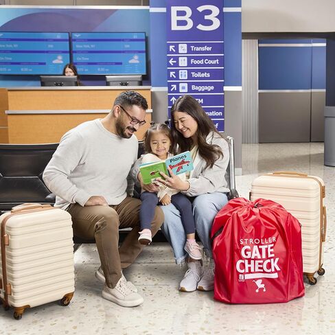 J.L. Childress Gate Check Travel Bag for Compact-Fold Strollers - For Airplane Gate Check, Fits Most Single, Compact Fold Travel Strollers, Airport Accessories, Flying Essentials - Red in Kuwait