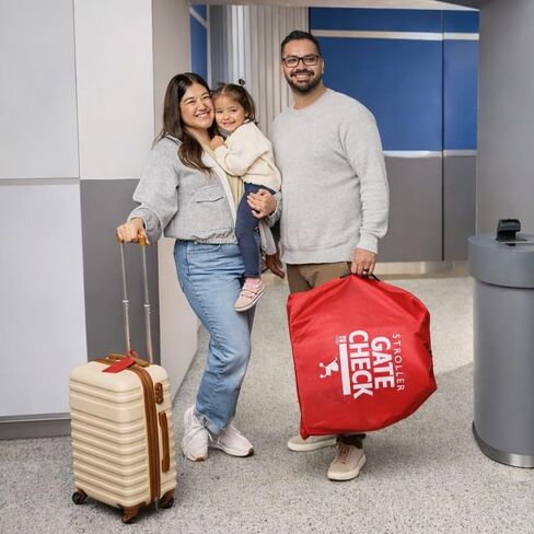 J.L. Childress Gate Check Travel Bag for Compact-Fold Strollers - For Airplane Gate Check, Fits Most Single, Compact Fold Travel Strollers, Airport Accessories, Flying Essentials - Red in Kuwait