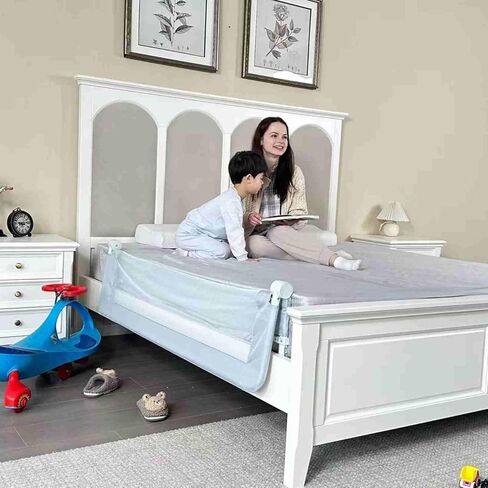Grelife Foldable Bed Rail for Toddlers, Tall Toddler Bed Rails for Twin, Full, Queen Bed, Baby Bed Rail Guard with Reinforced Metal Frame & Breathable Mesh (1, Gray, 59.0") in Kuwait