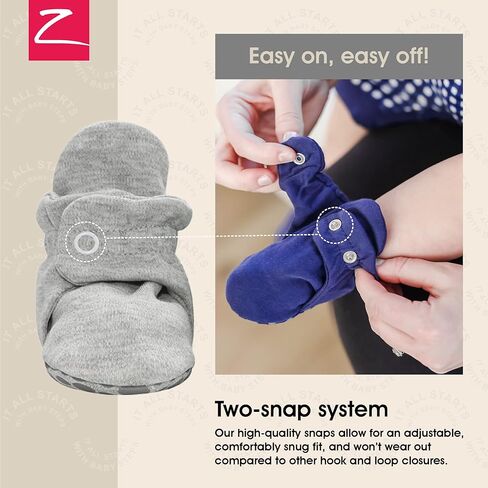 Zutano Newborn Unisex Gift Set | 5 Pack Organic Burp Cloths and Cotton, Stay-On Baby Booties, Bundle, Heather Gray & Moons, 6M in Kuwait
