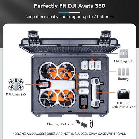 جراب Lykus Titan AT300 مقاوم للماء لهاتف DJI Avata 360، RC2/RC-N3، يناسب ما يصل إلى 7 بطاريات وملحقات في Fly More Combo [الجراب فقط] in Kuwait