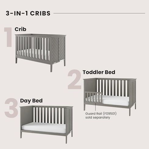 Child Craft Atwood Crib and Dresser Nursery Set, 2-Piece, Includes 3-in-1 Convertible Crib and 3-Drawer Dresser, Grows with Your Baby (Lunar Gray) in Saudi Arabia