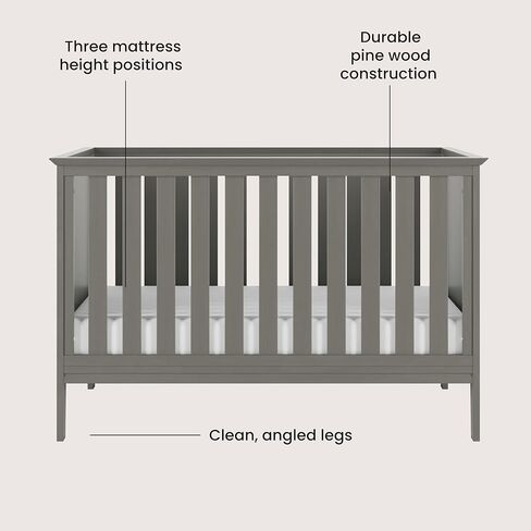 Child Craft Atwood Crib and Dresser Nursery Set, 2-Piece, Includes 3-in-1 Convertible Crib and 3-Drawer Dresser, Grows with Your Baby (Lunar Gray) in Saudi Arabia
