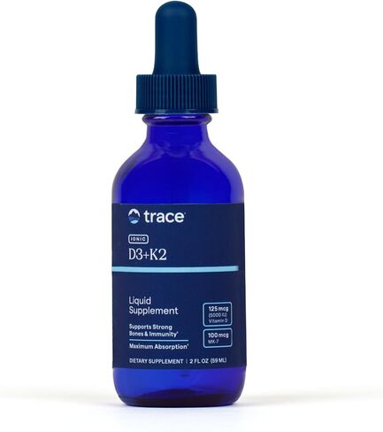 Trace Minerals | Liquid Ionic Vitamin D3 + K2 | 125 mcg (5,000 IU) D3, 100 mcg K2 | Concentrated Dietary Supplement | Supports Bones, Teeth and Immune System | 2 fl oz. 296 Servings in Saudi Arabia