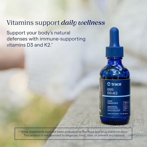 Trace Minerals | Liquid Ionic Vitamin D3 + K2 | 125 mcg (5,000 IU) D3, 100 mcg K2 | Concentrated Dietary Supplement | Supports Bones, Teeth and Immune System | 2 fl oz. 296 Servings in Saudi Arabia