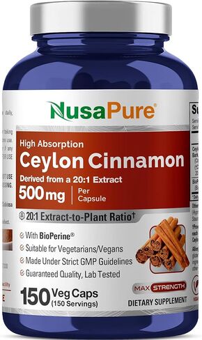 NusaPure Ceylon Cinnamon 10,000mg Per Caps | 150 Veggie Capsules | Non-GMO, Gluten-Free, Vegan with Bioperine in Saudi Arabia