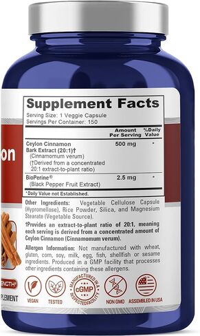 NusaPure Ceylon Cinnamon 10,000mg Per Caps | 150 Veggie Capsules | Non-GMO, Gluten-Free, Vegan with Bioperine in Saudi Arabia