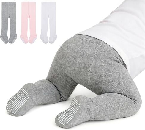 Zando 3Pack Non Slip Baby Girl Tights Cotton Toddler Leggings Knit Infant Stockings Warm Newborn Pantyhose Crawling Walking in Kuwait