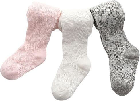 Honganda 3 Pack Toddler Baby Girl Tights Bow Mesh Fishnet Stockings Summer Hollow Pantyhose Footed Leggings for Girl 0-8T in Kuwait