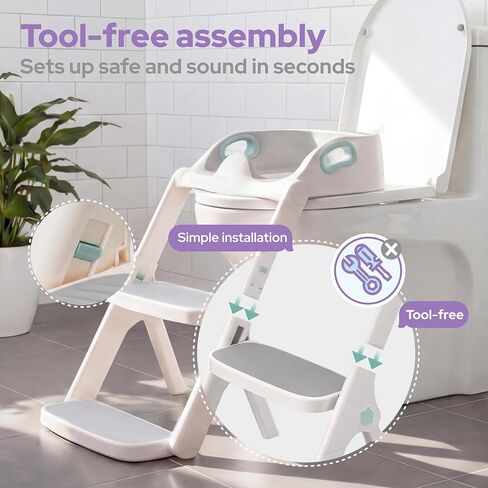 lalalark Potty Training Seat, 2-in-1 Toddler Toilet Seat with Steps, Upgrade Potty Step Stool for Toddler with Anti-Slip Pad Step Stool, Extended Splash Guard, Foldable Potty Ladder Boys Girls, Green in Saudi Arabia