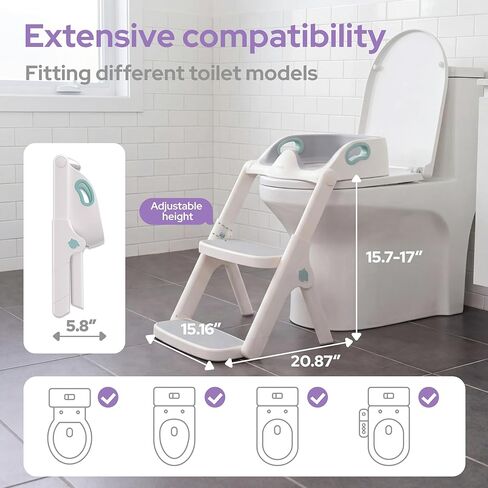 lalalark Potty Training Seat, 2-in-1 Toddler Toilet Seat with Steps, Upgrade Potty Step Stool for Toddler with Anti-Slip Pad Step Stool, Extended Splash Guard, Foldable Potty Ladder Boys Girls, Green in Saudi Arabia