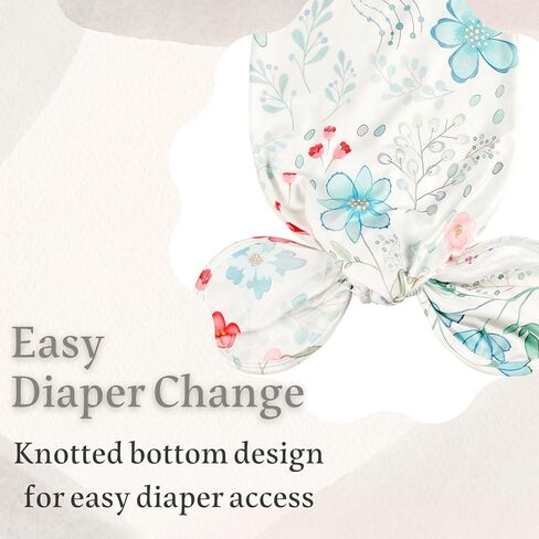 Newborn Baby Sleeper Gown - Knotted Nightgown Coming Home Outfits for Baby Girl - 2-Piece Set With Hat (US, Age, 0 Months, 3 Months, Blue and Pink) in Kuwait