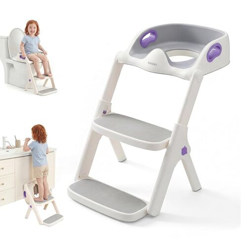 lalalark Potty Training Seat, 2-in-1 Toddler Toilet Seat with Steps, Upgrade Potty Step Stool for Toddler with Anti-Slip Pad Step Stool, Extended Splash Guard, Foldable Potty Ladder Boys Girls, Green in Saudi Arabia