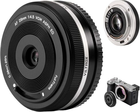عدسة Viltrox AF 28mm F4.5 Fe for Sony E-Mount ، AF 28/4.5 عدسة الإطار الكامل للضبط التلقائي Sony ، وعدسة ذات زاوية عريضة للغاية مع عناصر غير متوفرة و ED ، مثالية لتصوير الشوارع in Kuwait
