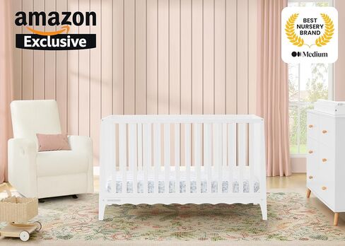 Delta Children Lulu 5-in-1 Convertible Crib, Converts to Toddler Bed, Daybed, Sofa & Full-Size Bed, Natural Wood, Fits Standard Crib Mattress, 3 Mattress Heights for Baby Nursery, Bianca White in Saudi Arabia