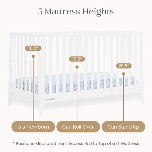 Delta Children Lulu 5-in-1 Convertible Crib, Converts to Toddler Bed, Daybed, Sofa & Full-Size Bed, Natural Wood, Fits Standard Crib Mattress, 3 Mattress Heights for Baby Nursery, Bianca White in Saudi Arabia