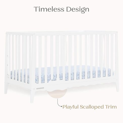 Delta Children Lulu 5-in-1 Convertible Crib, Converts to Toddler Bed, Daybed, Sofa & Full-Size Bed, Natural Wood, Fits Standard Crib Mattress, 3 Mattress Heights for Baby Nursery, Bianca White in Saudi Arabia