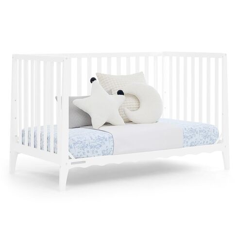 Delta Children Lulu 5-in-1 Convertible Crib, Converts to Toddler Bed, Daybed, Sofa & Full-Size Bed, Natural Wood, Fits Standard Crib Mattress, 3 Mattress Heights for Baby Nursery, Bianca White in Saudi Arabia