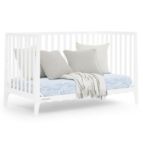 Delta Children Lulu 5-in-1 Convertible Crib, Converts to Toddler Bed, Daybed, Sofa & Full-Size Bed, Natural Wood, Fits Standard Crib Mattress, 3 Mattress Heights for Baby Nursery, Bianca White in Saudi Arabia