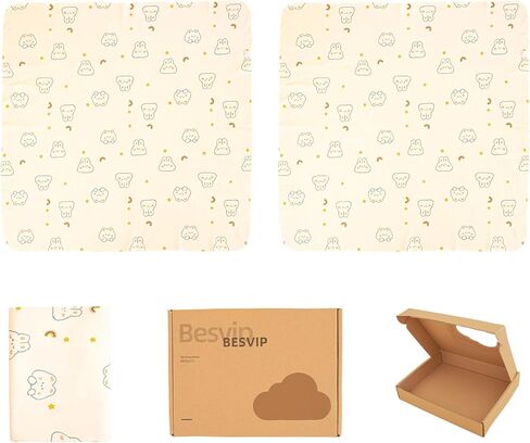 100% Cotton Knitted Baby Swaddle Blanket, 33.5"x33.5", Newborn Swaddle Wrap, Receiving Blankets, Burping Cloth & Stroller Cover (Rainbow - Rabbit) in Kuwait