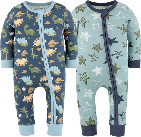 The Peanutshell 2-Pack Sleep and Play Baby Boy Clothes, Soft Cotton Footless Pajamas, Dino Star in Kuwait