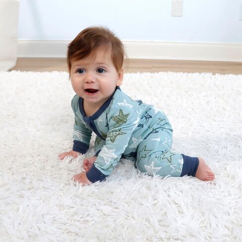 The Peanutshell 2-Pack Sleep and Play Baby Boy Clothes, Soft Cotton Footless Pajamas, Dino Star in Kuwait